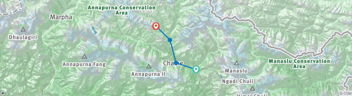 Carte du circuit Circuit de l'Annapurna avec le Trek de Narfu