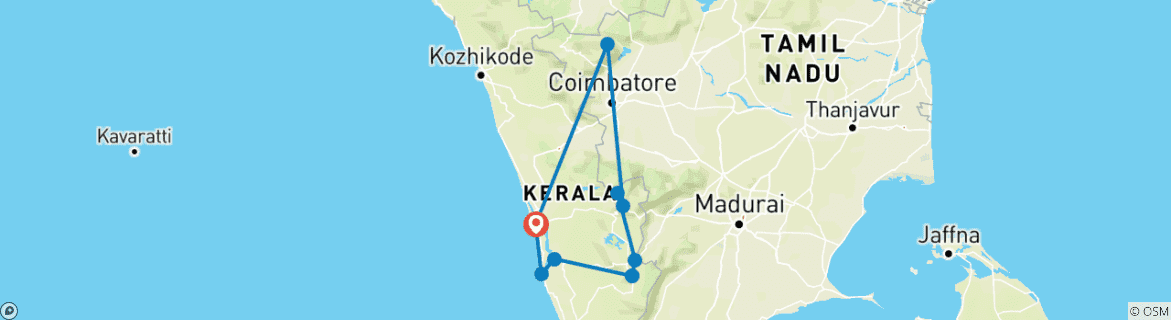 Map of Kerala - Gods Own Country