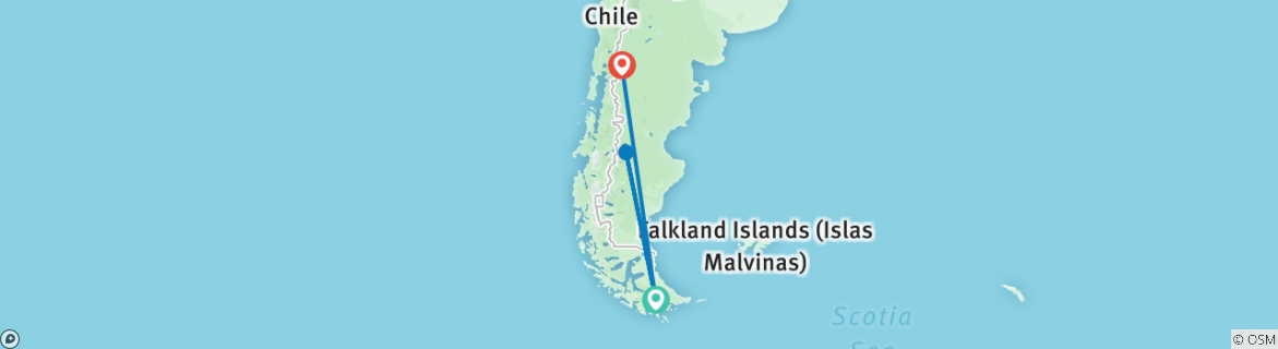 Map of Argentina: Ushuaia & Bariloche or Viceversa - 5 days