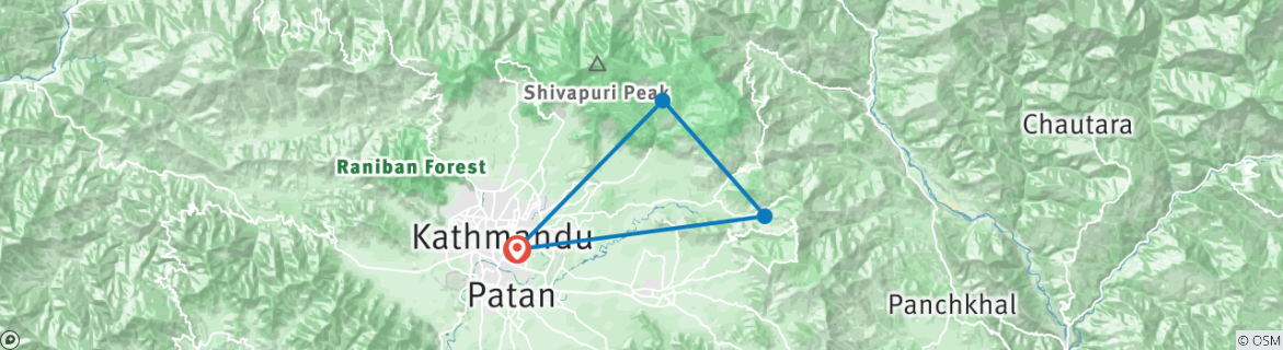 Map of KATHMANDU VALLEY RIM TREKKING – 3 DAYS