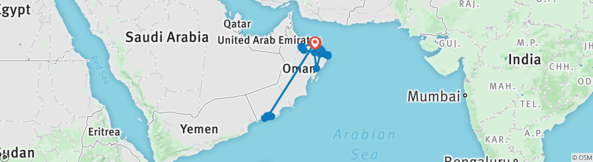 Map of Tour Sindbad | 11 Day Tour incl. Salalah