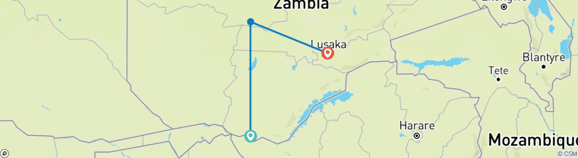 Foto van een kaart met de route van de rondreis