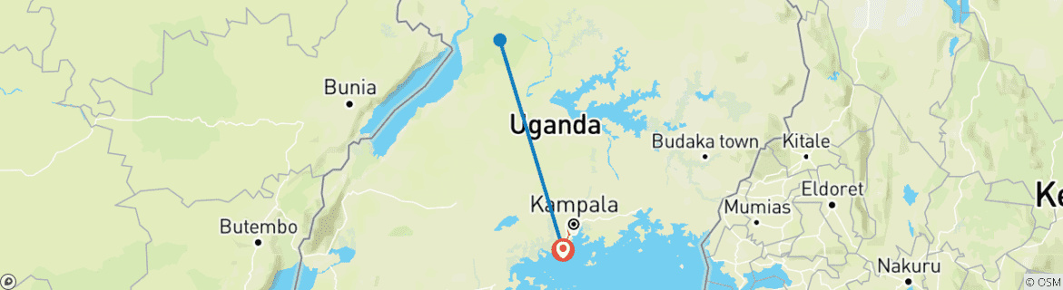 Map of 3 Days Murchison Falls Safari Uganda