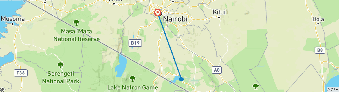 Image d'une carte montrant l'itinéraire du circuit