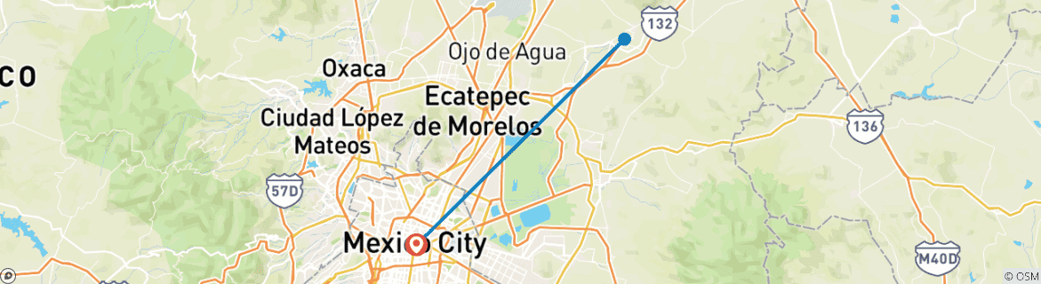 Carte du circuit 3 jours avec un guide privé à Mexico