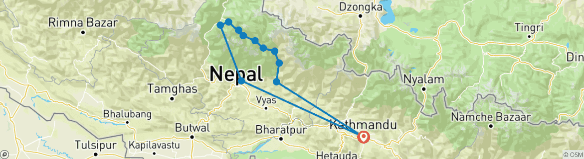 Carte du circuit Circuit de l'Annapurna Trek 14 jours