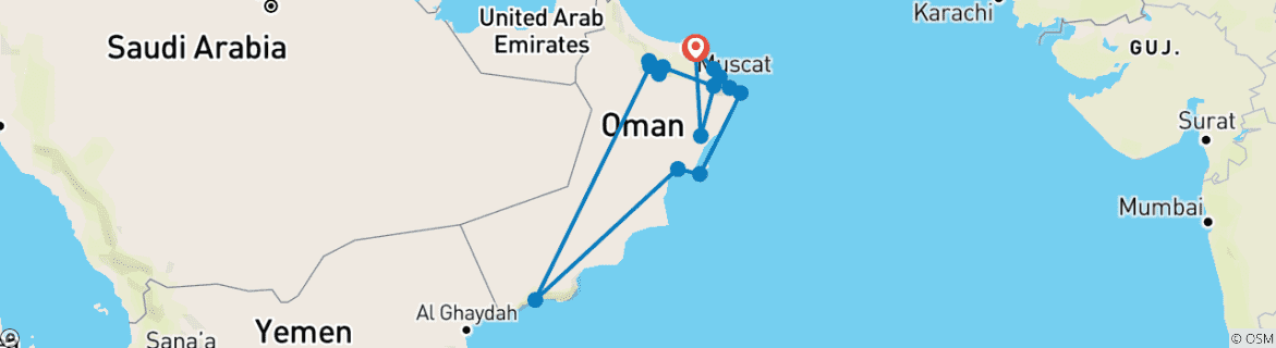 Map of Natural Wonder Oman