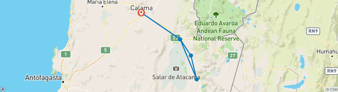 Map of San Pedro De Atacama Wonders (4Days/3Nights)