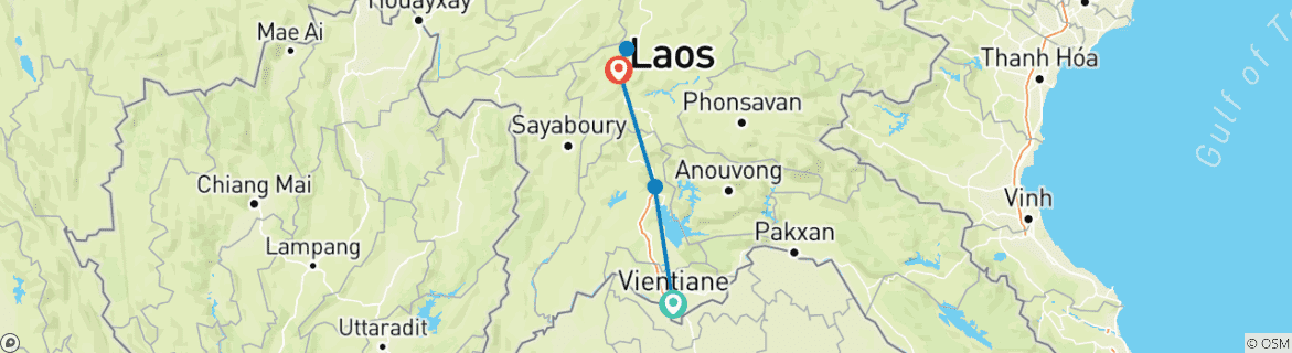 Map of LAOS ON A GLANCE BY EXPRESS TRAIN 7 DAYS 6 NIGHTS - PRIVATE TOUR