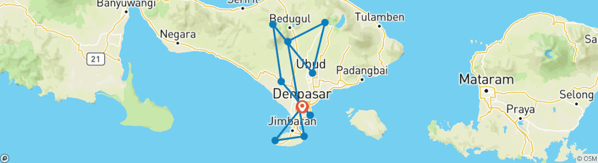 Map of Bali Highlight Tours