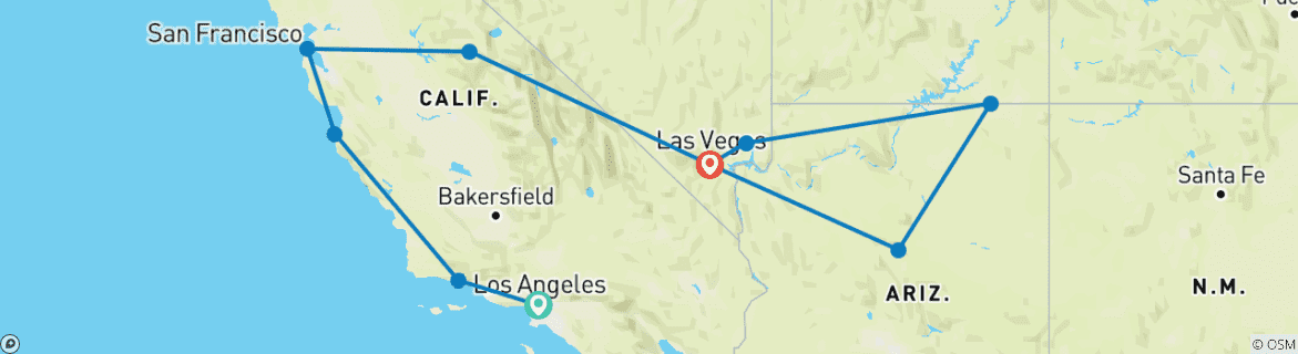 Foto van een kaart met de route van de rondreis