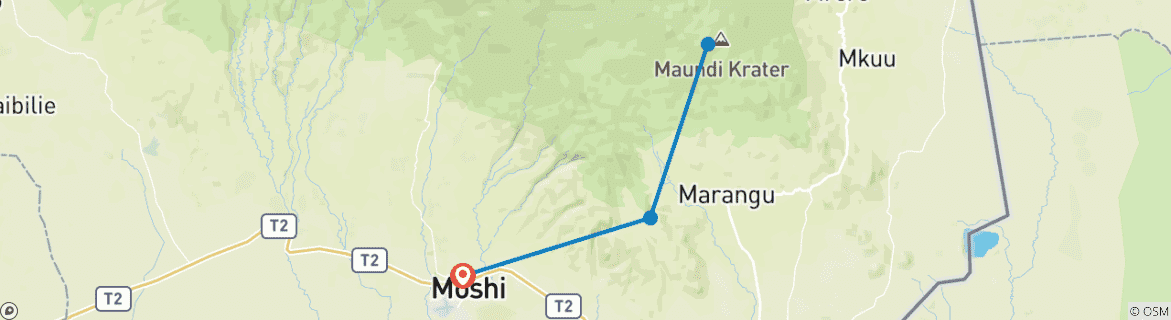 Kaart van Kilimanjaro – een dagwandeling