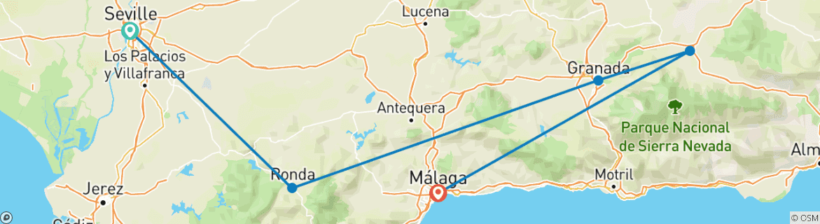 Carte du circuit Les points forts de l'Andalousie