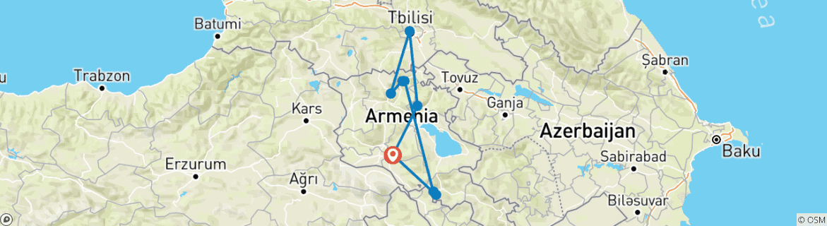 Mapa de Viaje por Armenia y Georgia