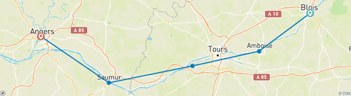 Map of Cycle the Loire Valley