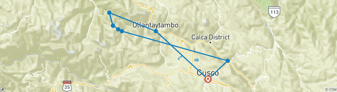 Karte von 4/3 er Inkapfad Machu Picchu (Wanderung in kleiner Gruppe)