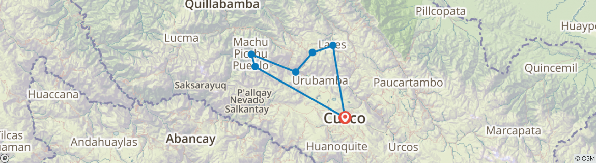 Karte von 4/3 Lares Trek - Machu Picchu Kleingruppenreise