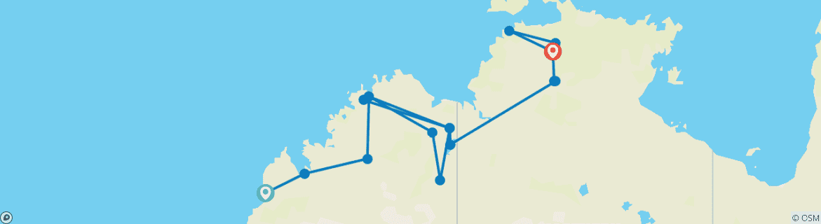 Foto van een kaart met de route van de rondreis