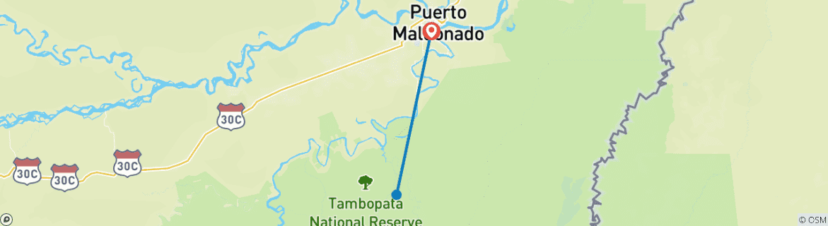 Kaart van 2 dagen 1 nacht - Peruaanse Tambopata Jungle