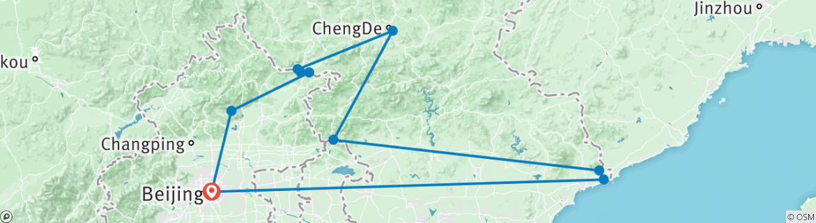 Mapa de 12 días de senderismo por la Gran Muralla
