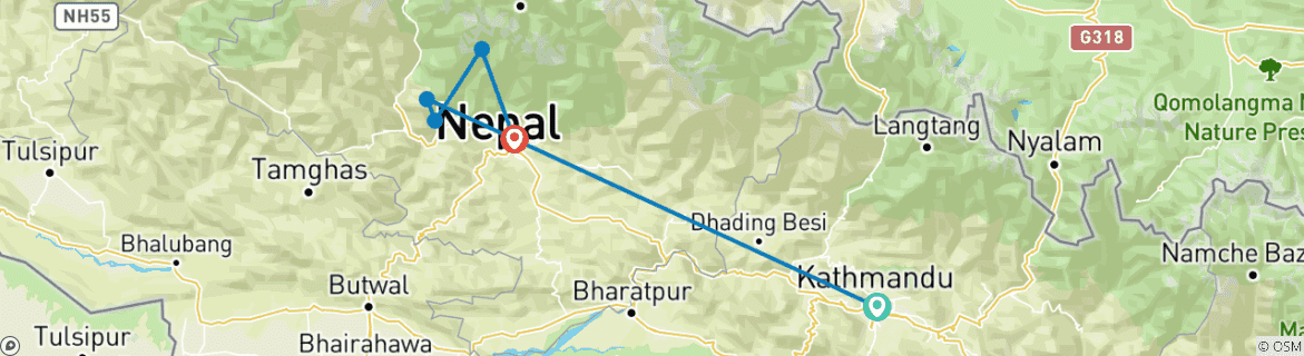 Kaart van Buiten de gebaande paden (Mohare-Annapurna)