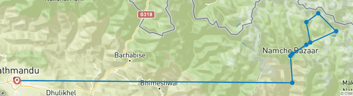 Foto van een kaart met de route van de rondreis