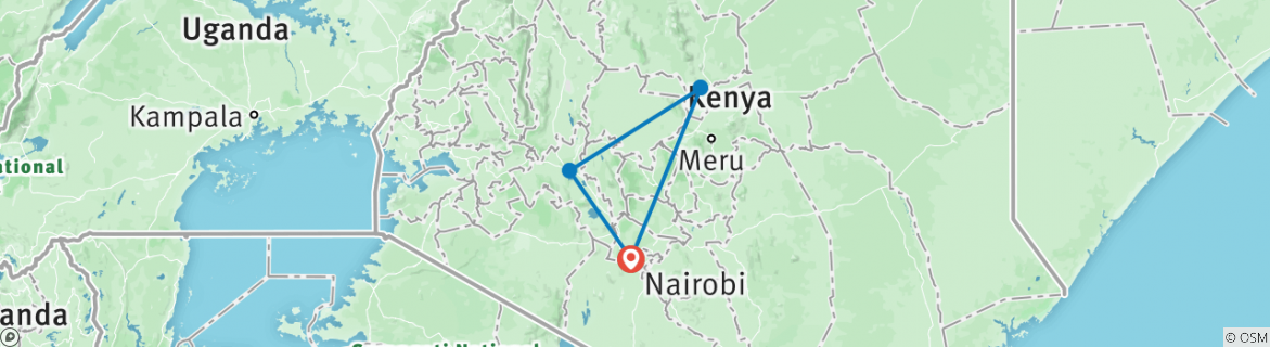 Kaart van Kenia-5 dagen verkennen van de noordelijke zeldzame diersoorten