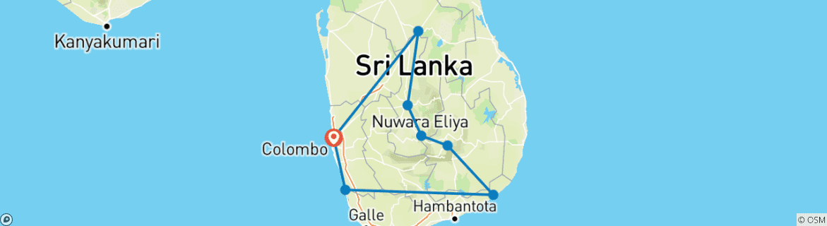 Mapa de Descubre Sri Lanka - aventura/Senderismo y vida salvaje