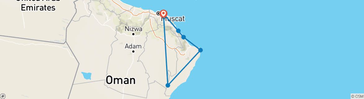 Map of Pearls Of Muscat - 2 Days Oman