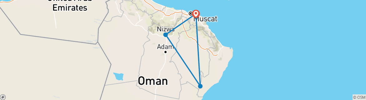 Map of Excerpt Of Muscat 2 Days – Oman Tour Package