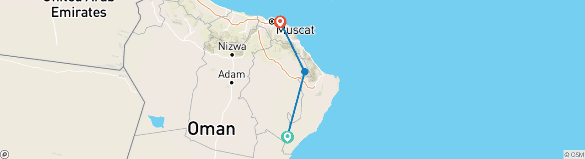 Map of Chronicles of Oman 2 Days – Oman Tour Package