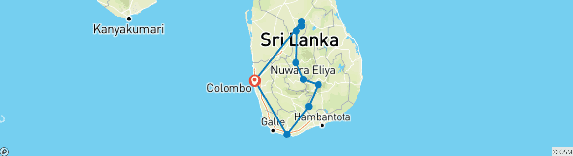 Carte du circuit La magie du Sri Lanka