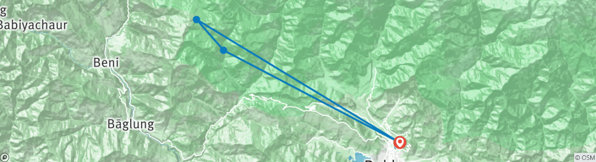 Karte von Kurze Poon Hill Trekking Tour & Annapurna Panorama - 3 Tage