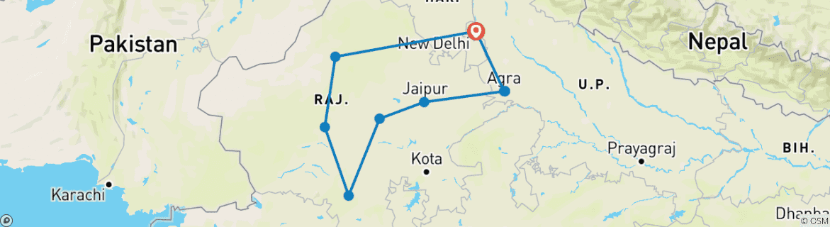 Map of Inde du Nord - Classique - 14 jours - One Life Adventures