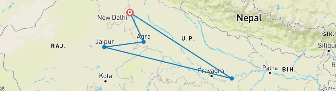 Image d'une carte montrant l'itinéraire du circuit
