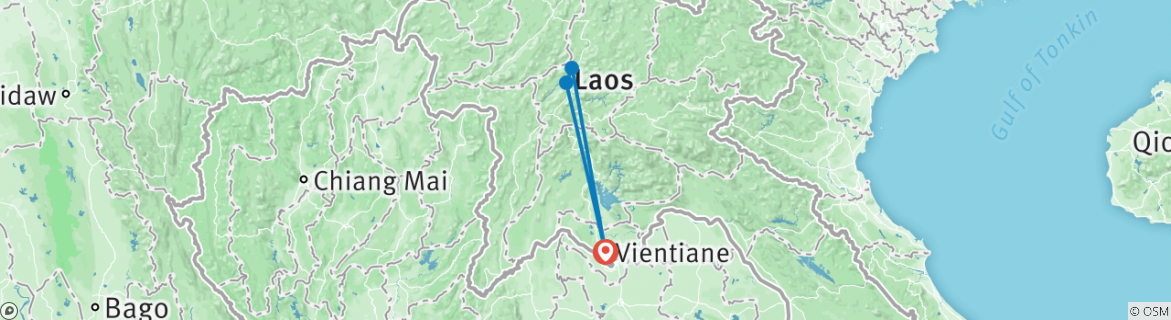 Kaart van Laos Tocht van Erfgoedagenvan Vientiane naar Luang Prabang