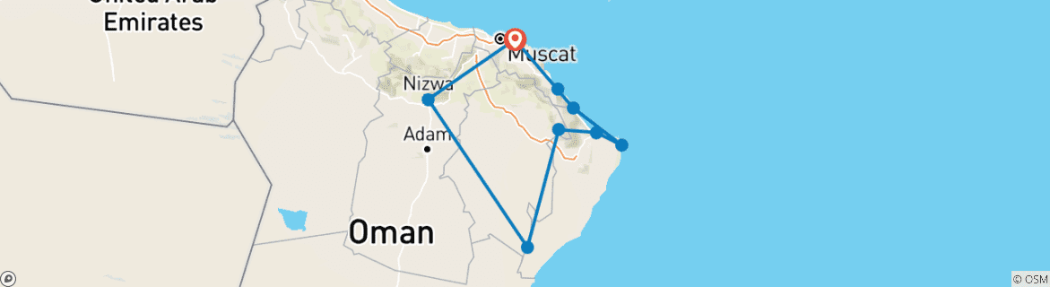 Map of Fragrance of Oman - 3 Days Tour Oman