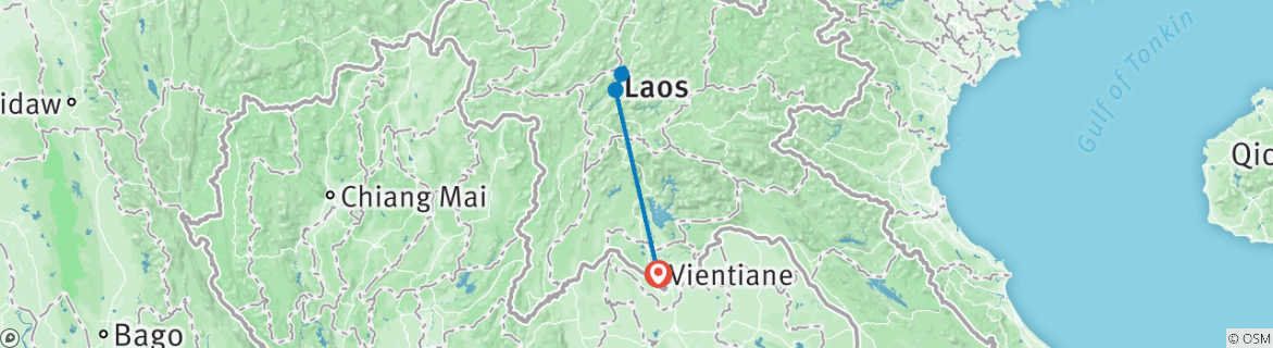 Kaart van Essentiële ontdekkingstocht door Laos naar Vientiane, Luang Prabang