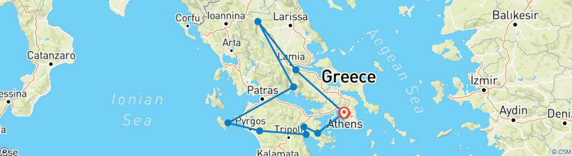 Foto van een kaart met de route van de rondreis