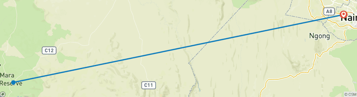 Map of 04 Days Kenya Standard Camping  Safari to Masai Mara Reserve