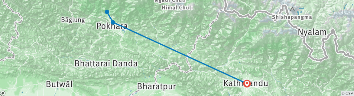 Mapa de Mardi Himal excursionismo - 13 días