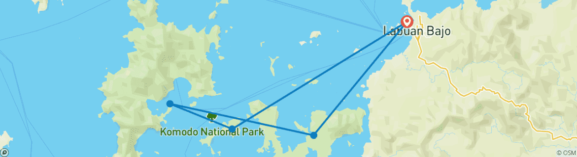 Carte du circuit Luxury Phinisi : Voyage de 3 jours sur l'île de Komodo