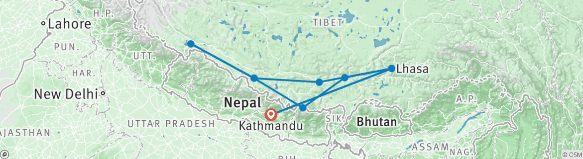 Map of 23 Days - Encompass Tibet