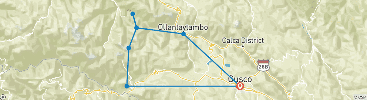 Mapa de 05 Día Salkantay Trek a Machu Picchu - Servicio de grupo