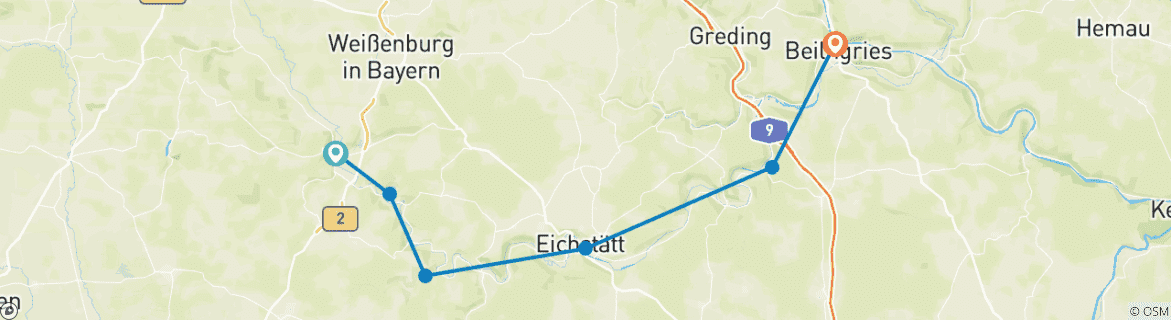 Map of Altmühltal-Panorama Path