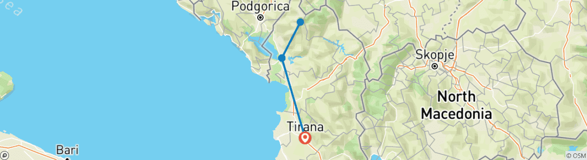 Carte du circuit Theth North Albania