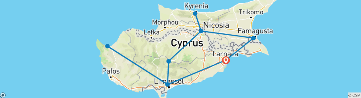 Map of Tailor-Made 7 Days Private Cyprus Tour, Daily Start