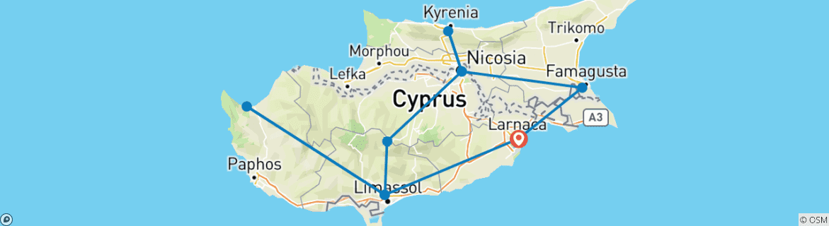 Karte mit der Reiseroute