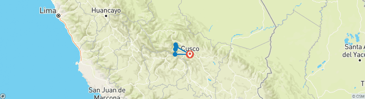 Mapa de Circuito definitivo en Salkantay de 5 días y 5 noches con cabañas de cristal y casa de hobbit + jacuzzi con hidromasaje