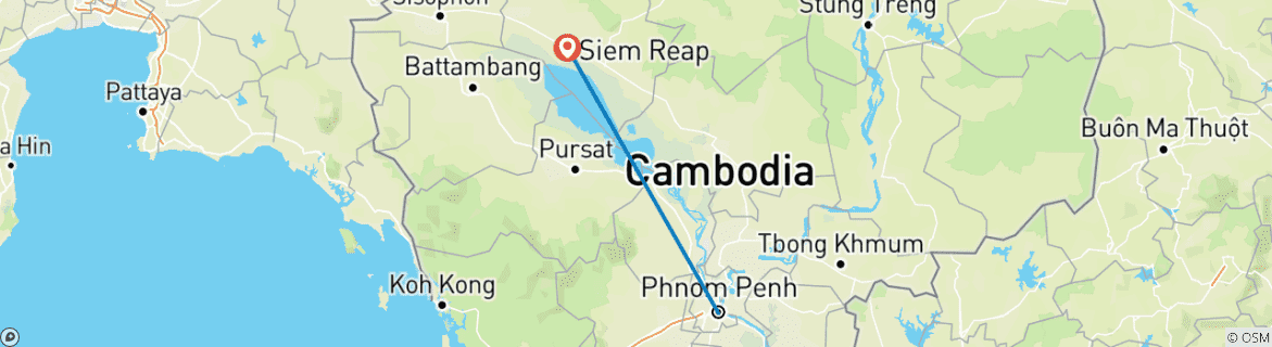 Map of 7D6N CAMBODIA CLASSIC  PHNOM PENH-SIEM REAP (L1CPR6)